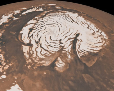 火星の北極の極冠