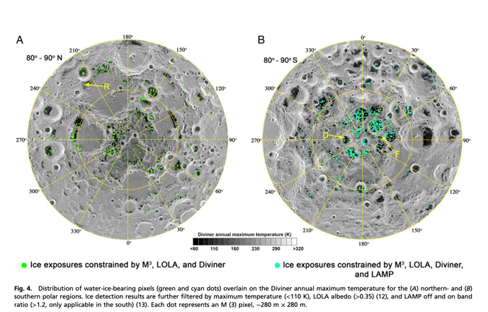 月表面の氷分布